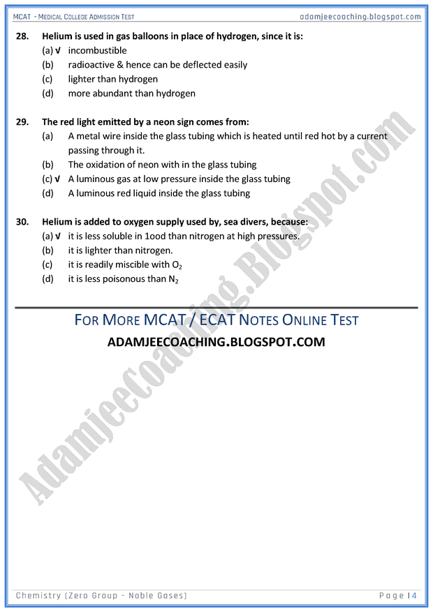 mcat-chemistry-zero-group---noble-gases-mcqs-for-medical-entry-test