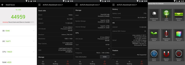 Nokia 6 Antutu Benchmark Sensors