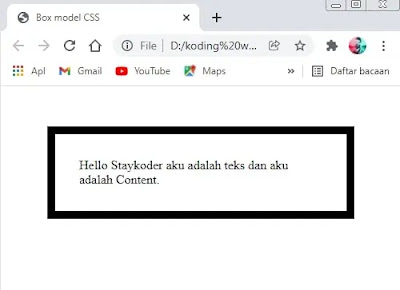 contoh box model dengan css
