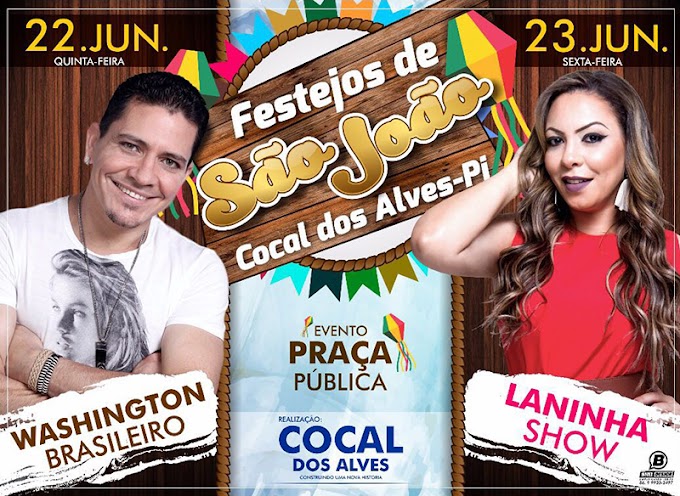 Neste quinta (22) e sexta-feria (23) tem show em Praça Pública em Cocal dos Alves