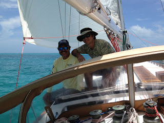 Nazario and Aldo enjoying a day of sailing aboard Whispering Jesse