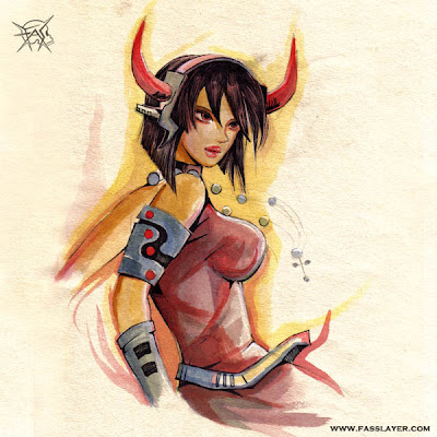 demon girl watercolor