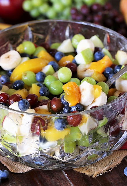 Bowl of Fruit Salad Made with Peach Pie Filling Image