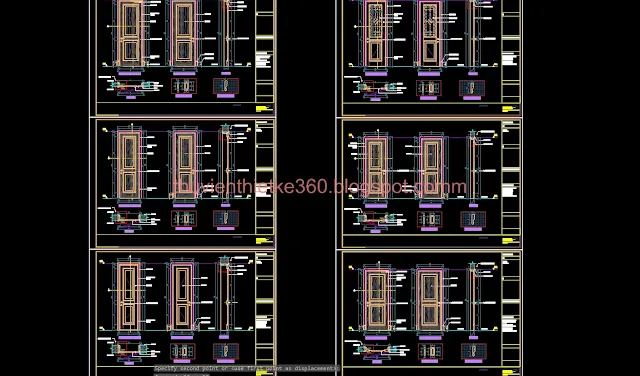 Bản vẽ CAD bổ kỹ thuật nội thất liền tường biệt thự phong cách indochine