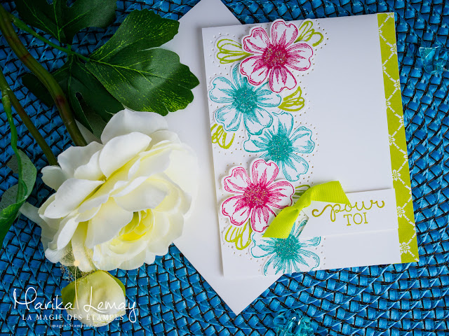 carte avec le jeu d'étampes Flower shot Stampin' up!