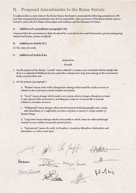 Proposed Amendments to Ecocide Law