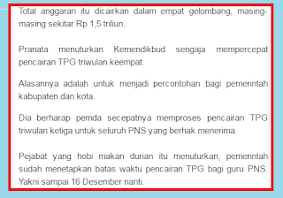 gambar Pencairan TPG Triwulan 4 Guru Non PNS Dipercepat