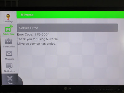 Miiverse server error 115-5004 when it discontinued ended
