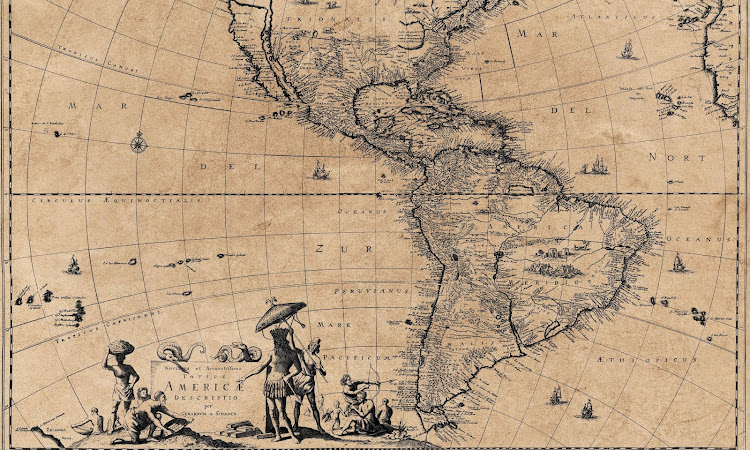 Vintage Map of North and South America