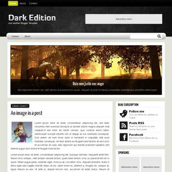 Dark Edition blogger template. image slider blogger template. 3 column footer template blog