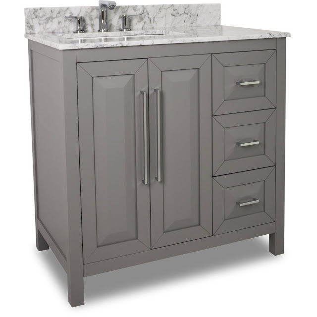 36 inch Grey Finish Single Sink Bathroom Vanity