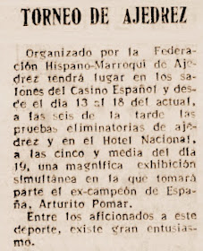 Torneo Nacional de Ajedrez Tetuán 1949, recorte de prensa