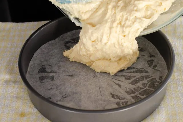 Pour batter into pan