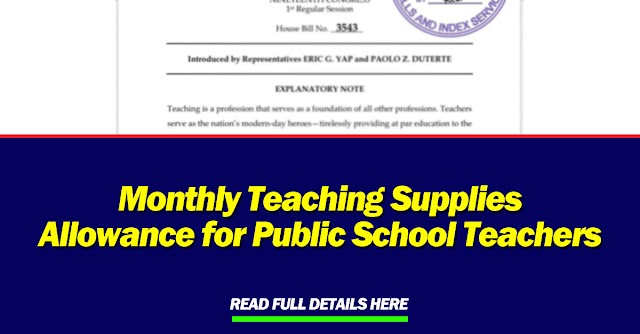 Lawmakers wants Monthly Teaching Supplies Allowance for Public School Teachers