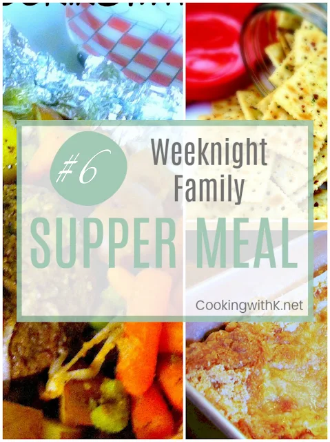 Weeknight Family Supper Meal, an inspiration for a meal any night of the week that may include ideas how to make part of the meal ahead, how to freeze any leftovers or how to make leftovers into a makeover for another meal.  