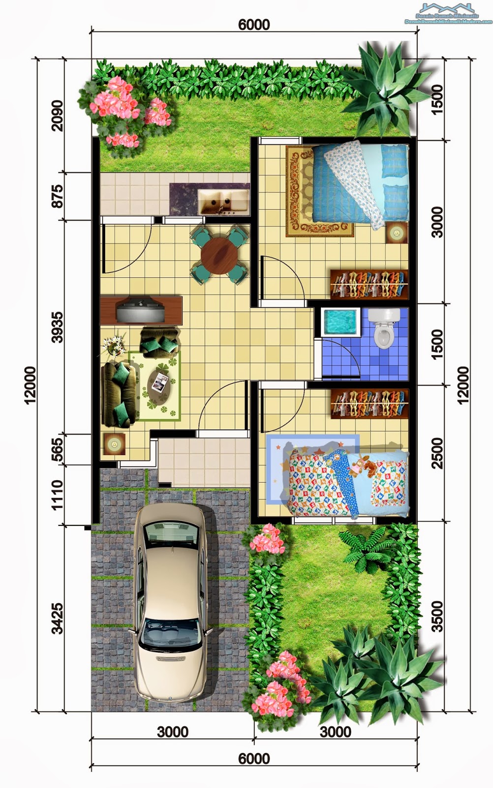 Gambar Desain Denah  Rumah  Minimalis Modern 1  Lantai  
