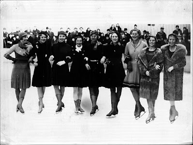 The nine competitors in the women's event at the 1933 World Figure Skating Championships in Stockholm