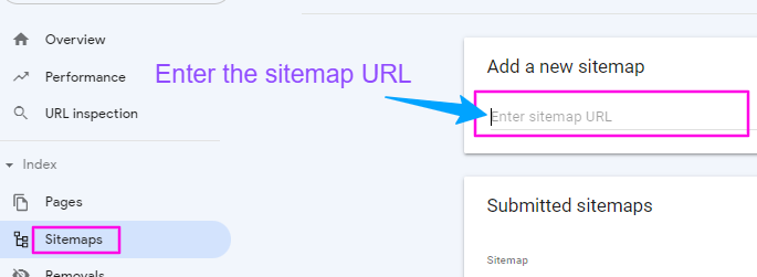 gsc sitemap submit page