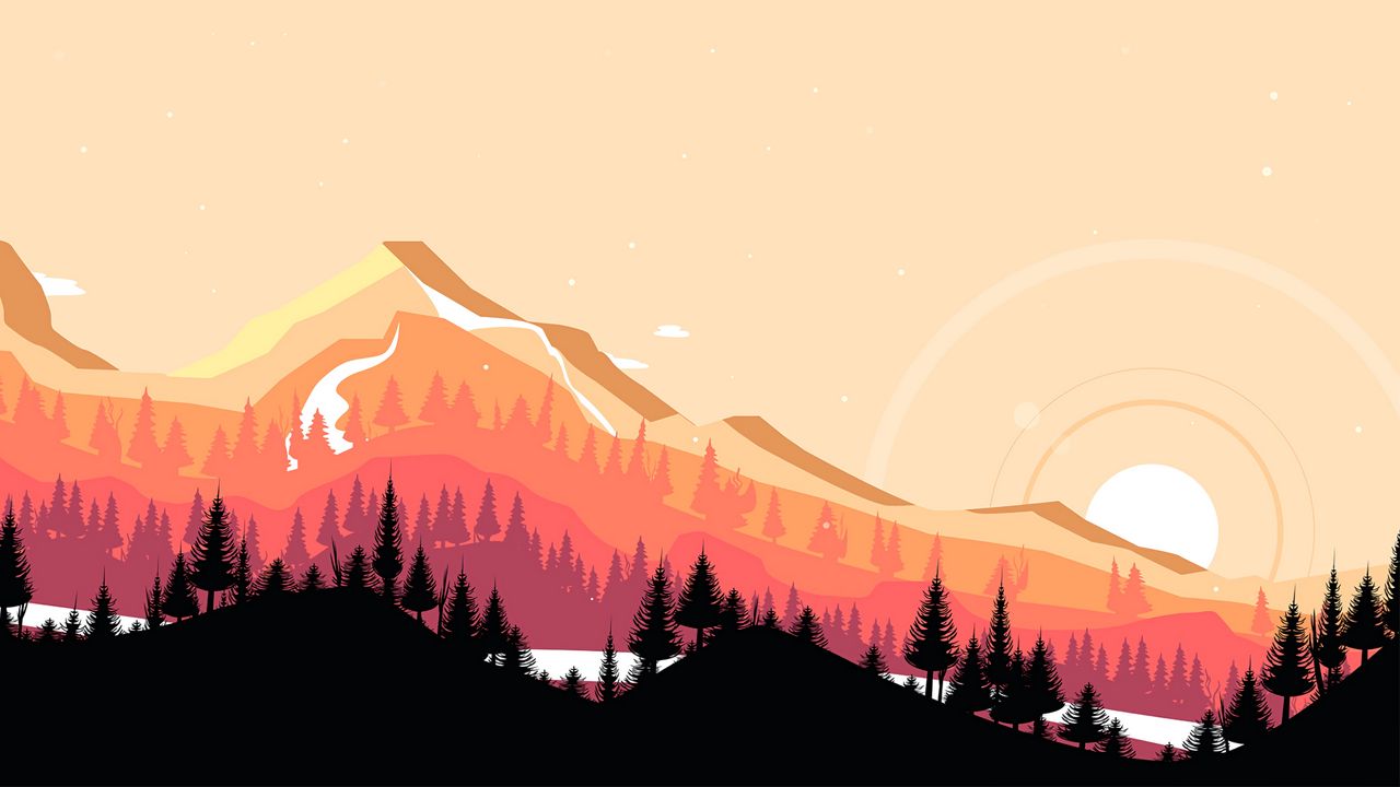 Wallpaper Mountains Sunset Art