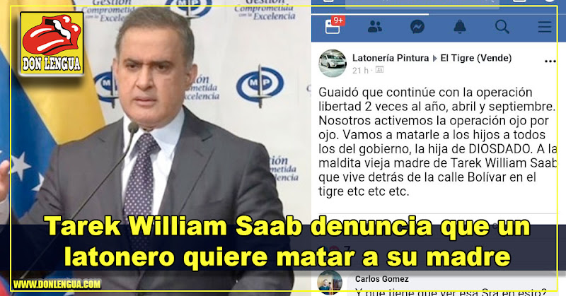 Tarek William Saab denuncia que un latonero quiere matar a su madre