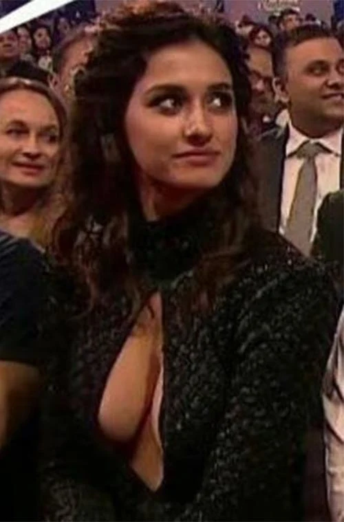 disha patani cleavage cutout keyhole dress busty