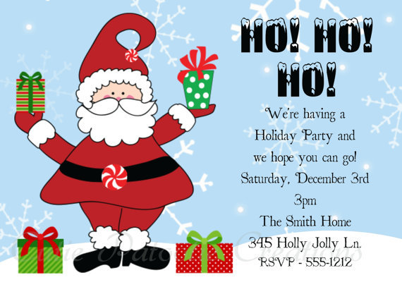 Santa Invitation using Great Graphics Santa and Reindeer & Red and ...