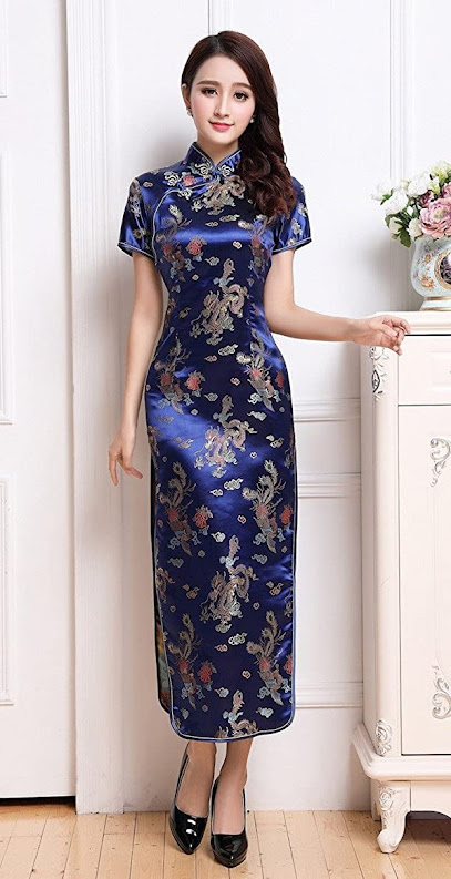 Women's Blue Cheongsam Dress Qipao Dress