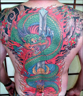 Japanese Dragon Tattoo Design on Full Back Body