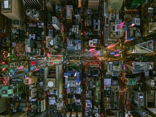 by Jeffrey Milstein - NYC Times Square Bwy and 7th Ave | chidas fotos cool stuff - aerial vision of NYC lights