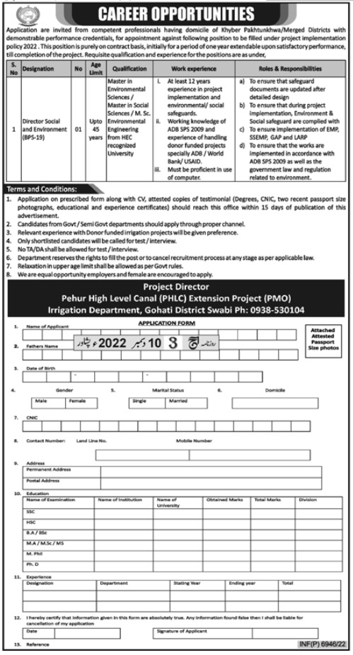 Latest Irrigation Department Management Posts Swabi 2022