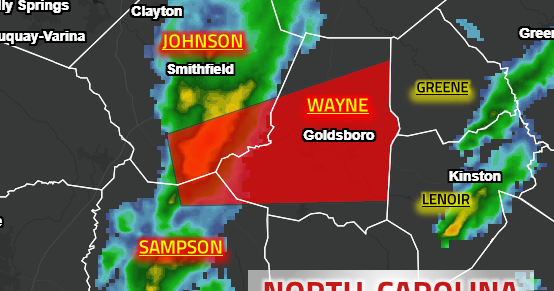 GeoFact of the Day 10/22/2019 North Carolina Tornado Warning 1