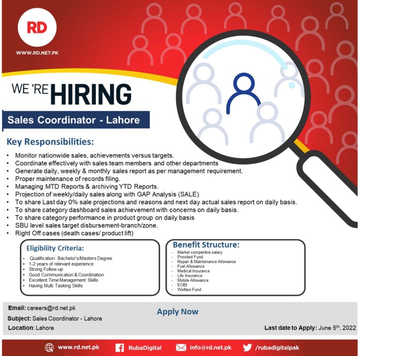 RD Ruba Digital Pvt Ltd Jobs For Sales Coordinator