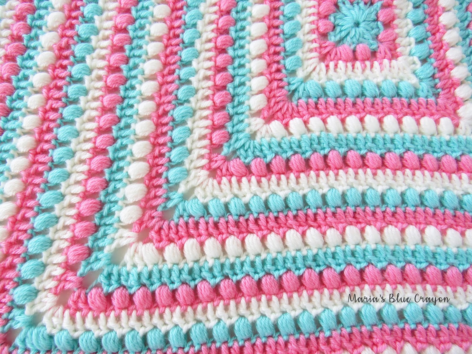 Bobbles And Stripes Granny Square Blanket Free Easy Crochet Pattern Maria S Blue Crayon