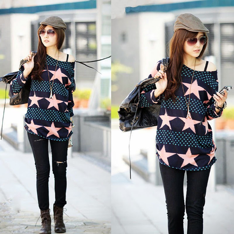 korean fashion for pretty girl with star motifs