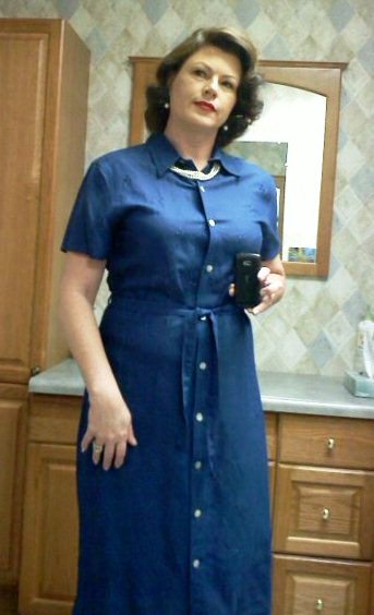 Navy Linen shirtwaist dress