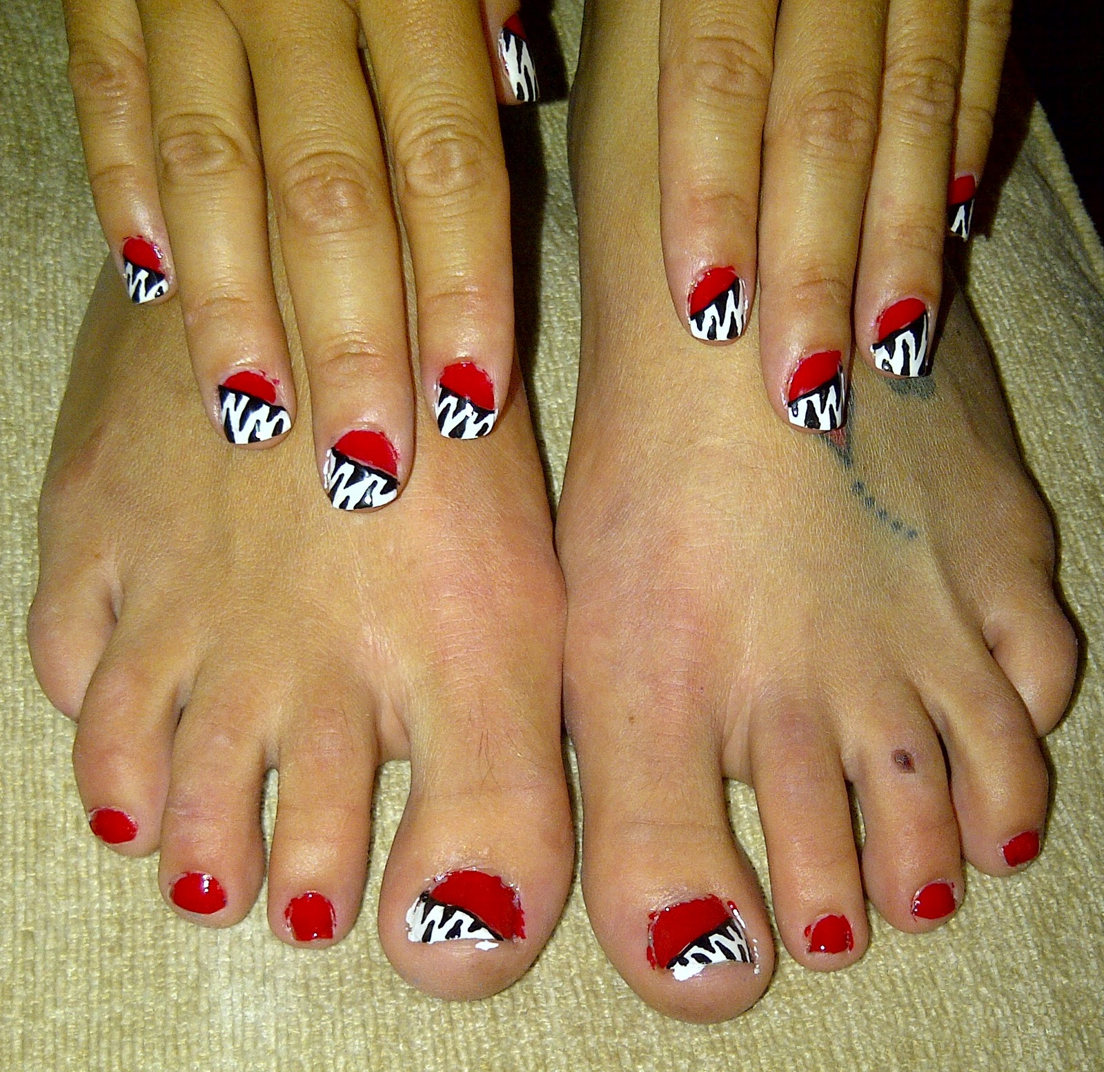 zebra Toes | My nail tech used the Taupless and Barefoot pol… | Flickr