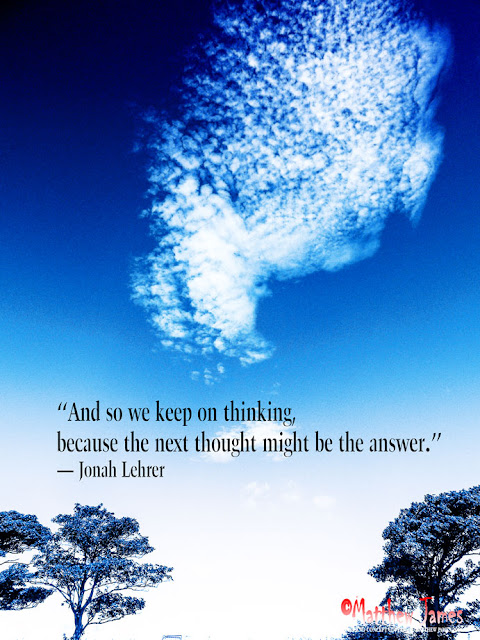 'And so we keep on thinking, because the next thought might be the answer' - Jonah Lehrer