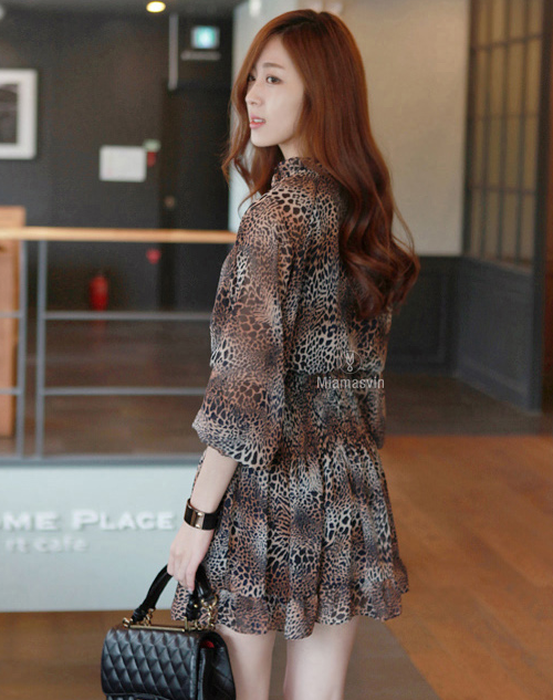 Shirred Leopard Dress