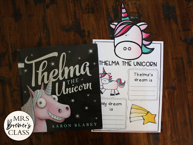 Thelma the Unicorn book activities unit with literacy companion activities and a craftivity for Kindergarten and First Grade