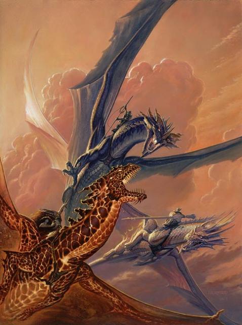 Fire Dragon and Ice Dragon fighting