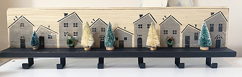 Christmas Row Houses Shelf with Hooks