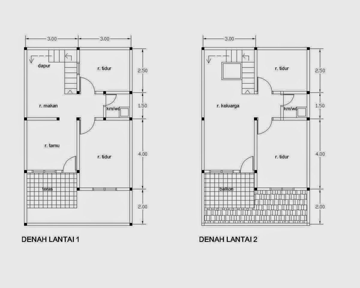 Denah Rumah Minimalis 2 Lantai Ukuran 5x10 Desain Rumah Minimalis