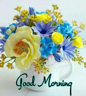 good morning images with blue flowers