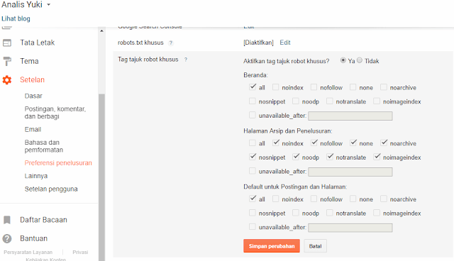 Cara Setting Robot txt dan Tag Tajuk Robot Khusus di Blogger Cara Setting Robot txt dan Tag Tajuk Robot Khusus di Blogger