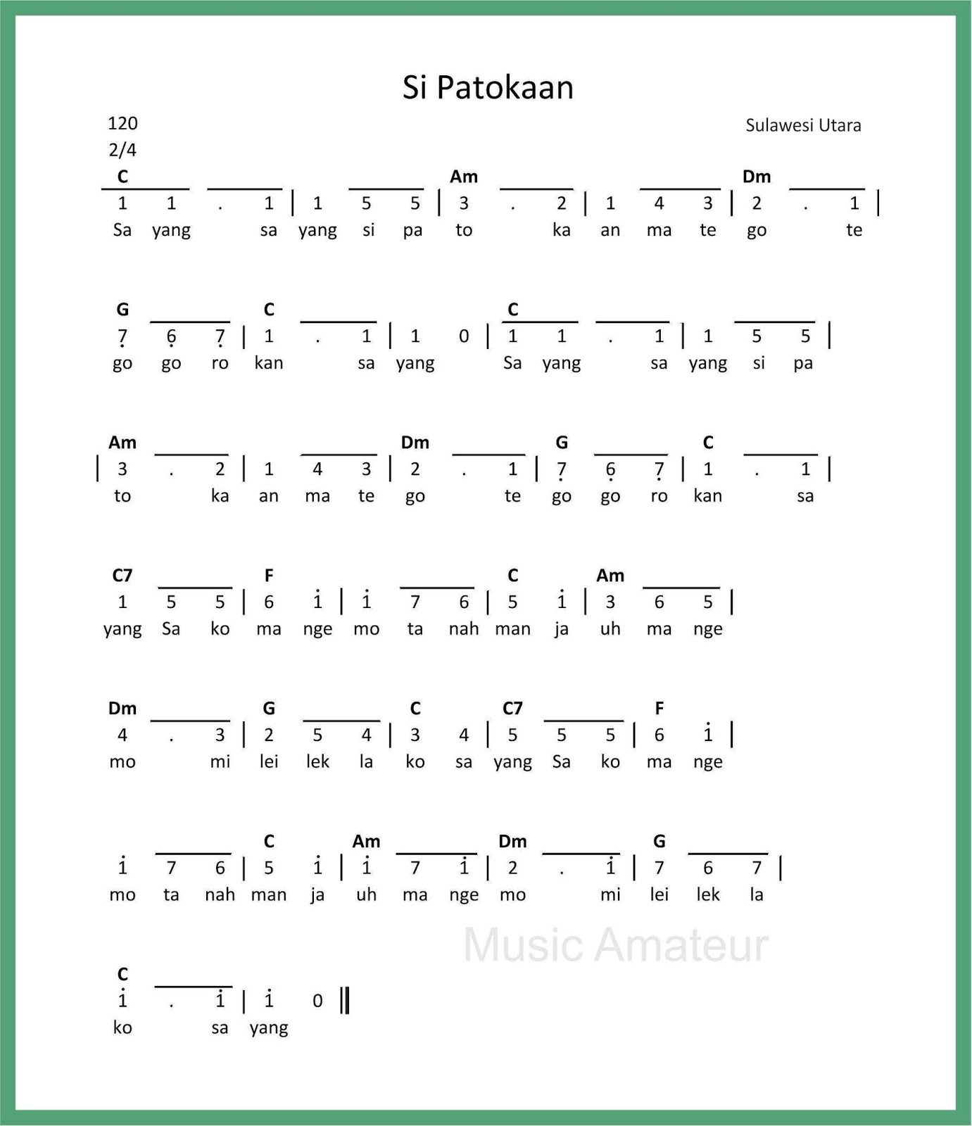 Not Angka Si Patokaan SEPUTAR MUSIK