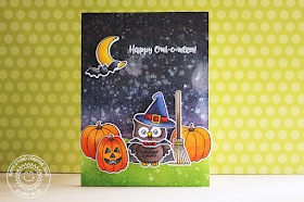 Sunny Studio Stamps: Happy Owl-O-Ween Nighttime Witch Owl Card by Eloise Blue