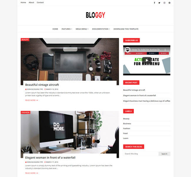 bloggy a free blogger templates
