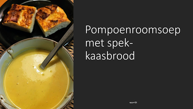 Pompoenroomsoep met spek-kaasbrood