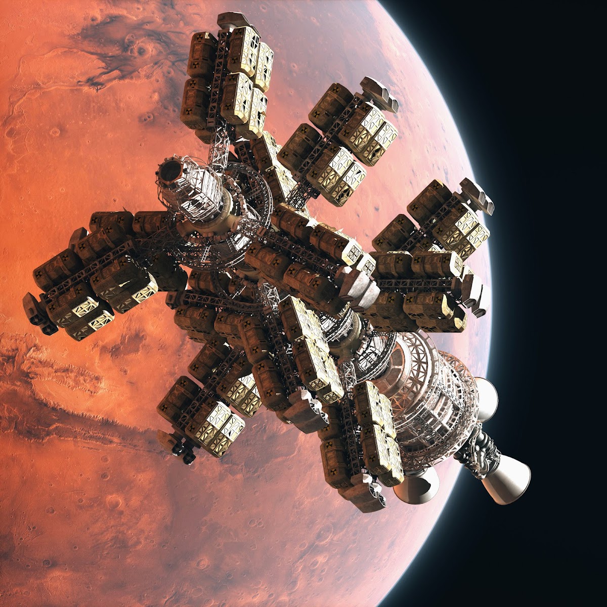 Cargo spaceship orbiting Mars by Graham Gazzard (GrahamTG)