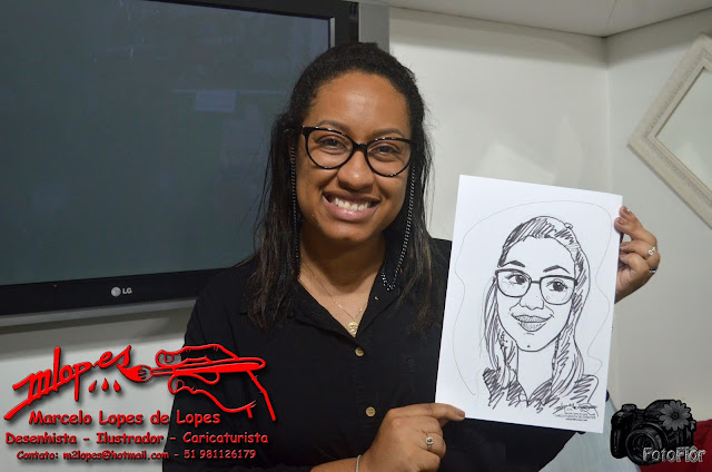 Caricaturas ao vivo na festa com o Desenhista Marcelo Lopes de Lopes